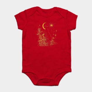 Neo Folk Cat - Full Moon at Night Baby Bodysuit